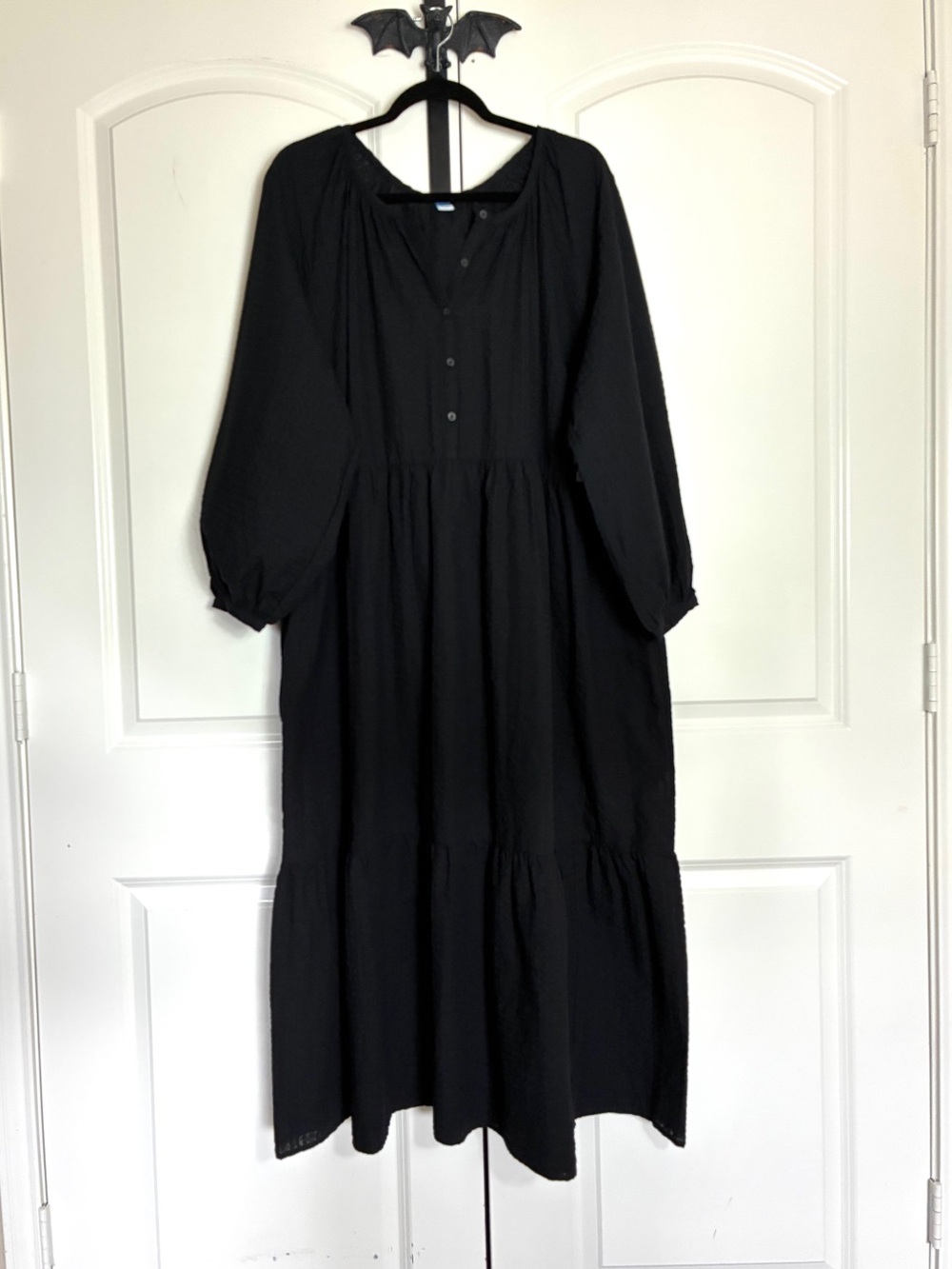 Old Navy Black Dress Button-Front 3/4 Sleeve Lightweight Comfortable NWT 3X - Picture 2 of 13